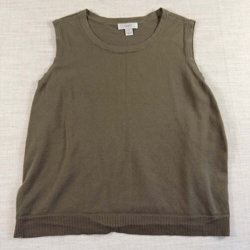 CJ Banks Olive Green Sleeveless Knit Sweater Vest Shell Size 1X